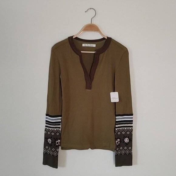 NWT Free People Mikah Layering Thermal Cuff / Army Combo Long Sleeve Top… - Picture 2 of 8